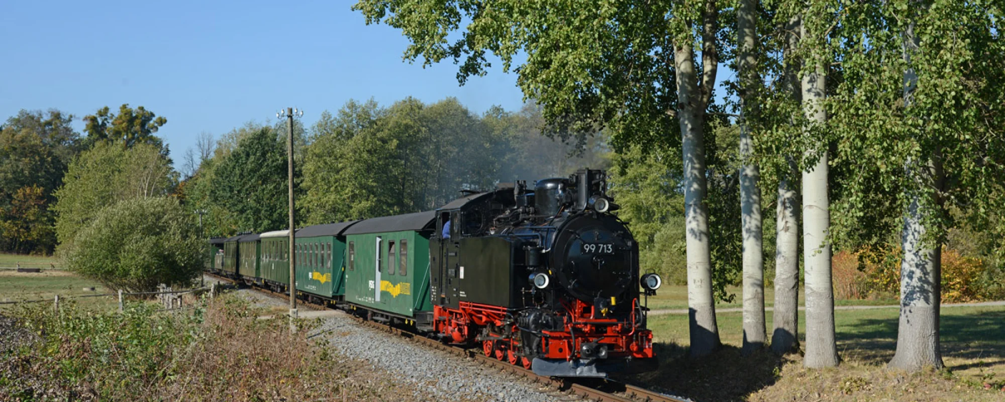 Dampfzug der L&ouml;&szlig;nitzgrundbahn auf dem Weg von Radebeul Ost nac