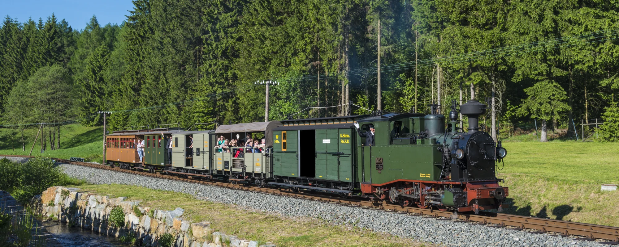 Historischer S&auml;chsischer I K-Zug auf der Pre&szlig;nitztalbahn